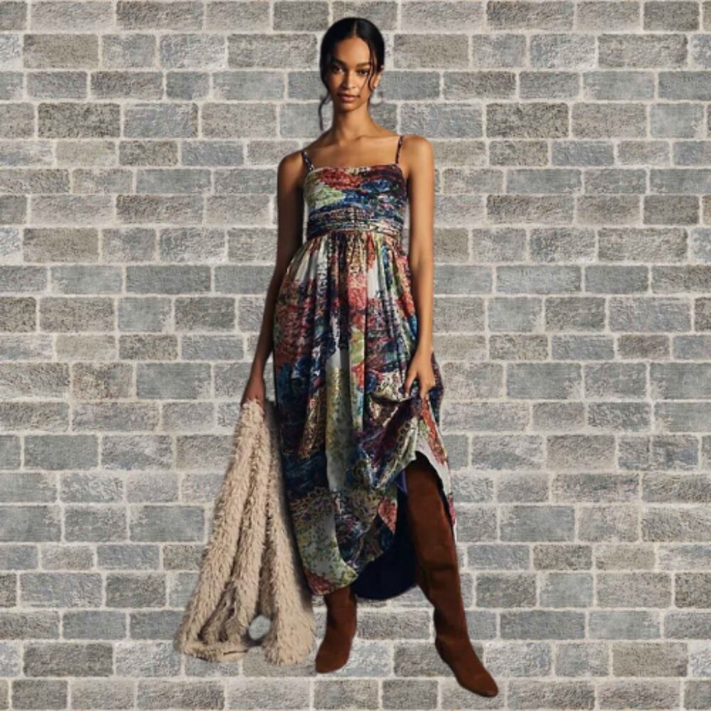 NWT Payal Jain Ruched Maxi Dress by Anthropologie